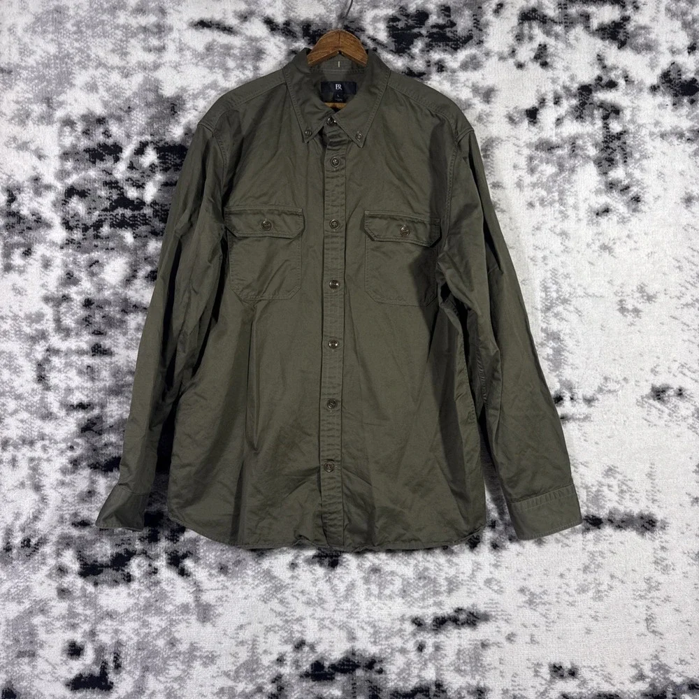 Banana Republic Shirt Mens Large Green Army Linen Expedition Y2k Paratrooper
